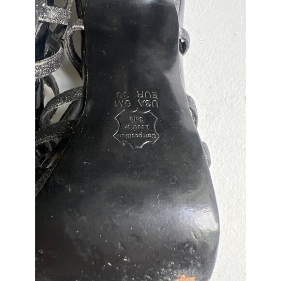 Nina New York Black Glitter Strappy High Heel Sandals Shoes Size 6M - Picture 4 of 6